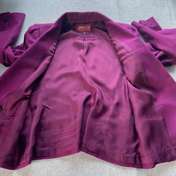 VTG Sasson Wool Blazer Sz 10 Magenta Cropped Double Breasted 80s‎ Paris NY - Picture 14 of 16